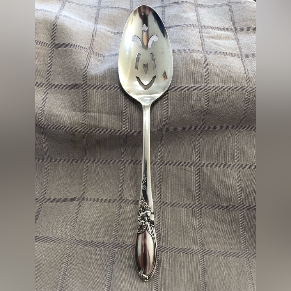 White Orchid by Community Pierced Tablespoon/Serving Spoon 8 1/4" Silverplated